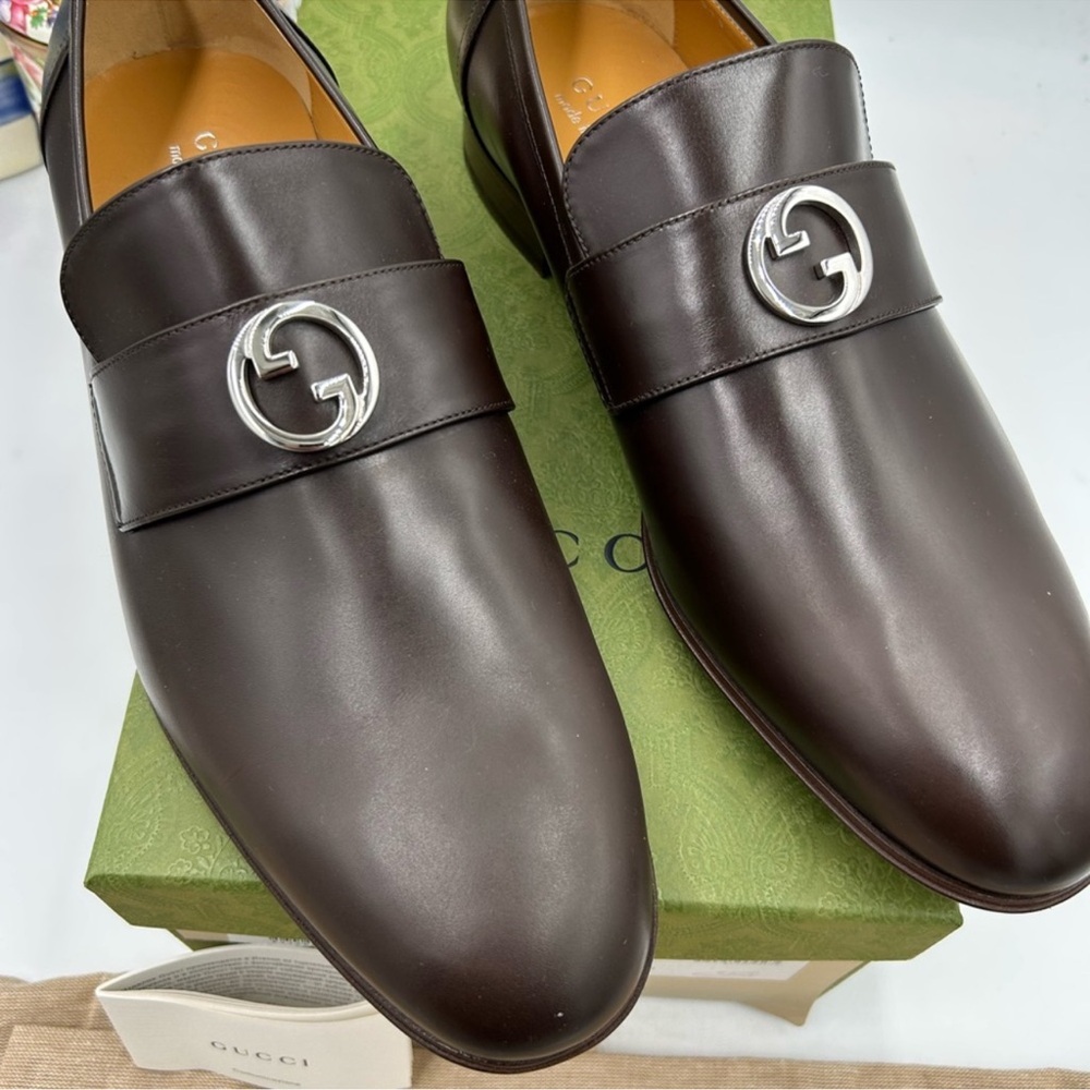 Men’s Gucci interlocking G leather loafer size 13 made in Italy - Picture 3 of 9